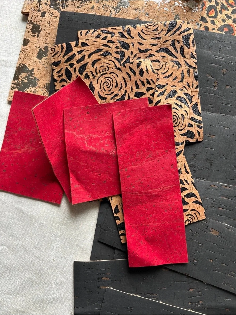 14 oz Sallie Tomato Premium Cork Fabric Wild Card Remnants Destash Lot Mix